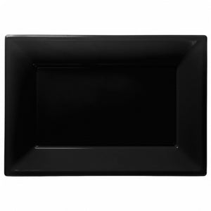 Amscan Plastic Rectangular Party Platters (Pack Of 3) (Jet Black) (One Size)