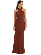 Load image into Gallery viewer, Draped Twist Halter Tie-Back Trumpet Gown - Imogen - LB025