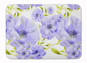 19 in x 27 in Watercolor Blue Flowers Machine Washable Memory Foam Mat