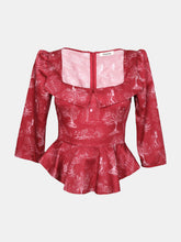 Load image into Gallery viewer, Mari Top / Ruby Red + Alabaster Cotton Toile