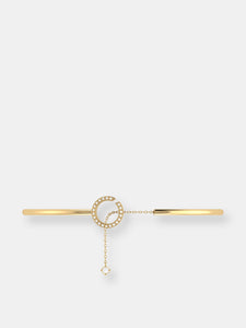 Roundabout Circle Adjustable Diamond Cuff In 14K Yellow Gold Vermeil On Sterling Silver