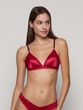 Load image into Gallery viewer, Padded Bralette In Satin Red Christmas 22