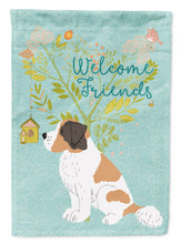 Load image into Gallery viewer, 11 x 15 1/2 in. Polyester Welcome Friends Saint Bernard Garden Flag 2-Sided 2-Ply