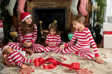Load image into Gallery viewer, Red &amp; White Striped Cotton Pajamas