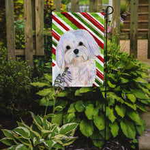 Load image into Gallery viewer, Maltese Candy Cane Holiday Christmas Garden Flag 2-Sided 2-Ply