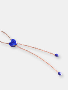 Luv Me Lapis Adjustable Heart Necklace In 14K Rose Gold Plated Sterling Silver