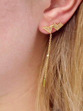 Load image into Gallery viewer, One Way Arrow Diamond Stud Earrings in 14K Yellow Gold Vermeil on Sterling Silver