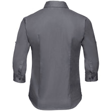 Load image into Gallery viewer, Russell Collection Womens/Ladies Roll-Sleeve 3/4 Sleeve Work Shirt (Zinc)