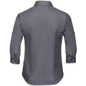 Russell Collection Womens/Ladies Roll-Sleeve 3/4 Sleeve Work Shirt (Zinc)