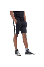 Load image into Gallery viewer, Brave Soul Popper Detail Jersey Shorts (Black/White Stripe)