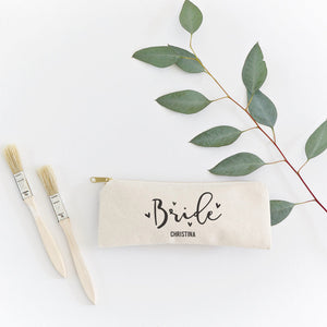 Bride Personalized Cotton Canvas Pencil Case and Travel Pouch