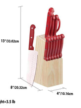 Load image into Gallery viewer, 13 Piece Knife Set with Block in Red