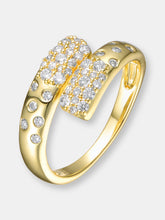 Load image into Gallery viewer, Gold Plated Clear Cubic Zirconia Bypass Ring