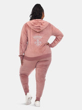 Load image into Gallery viewer, Plus Size Rhinestone 2 Piece Velour Tracksuit Set