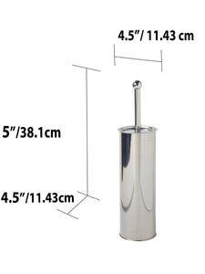 Hide-Away and Splash Proof Polished Stainless Steel Toilet Brush with Non-Skid Hygienic Holder, Silver