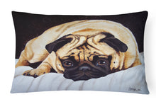 Load image into Gallery viewer, 12 in x 16 in  Outdoor Throw Pillow Fred the Pug Canvas Fabric Decorative Pillow