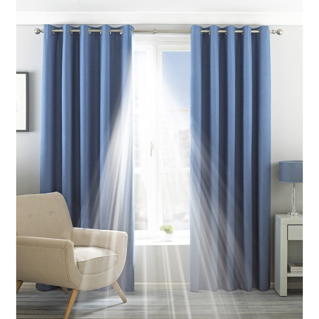 Riva Home Eclipse Blackout Eyelet Curtains (Denim) (90 x 72in (229 x 183cm))