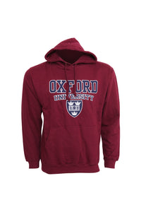 Mens Oxford University Print Hooded Sweatshirt (Maroon)