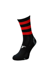 Precision Childrens/Kids Pro Hooped Football Ribbed Socks (Black/Red)