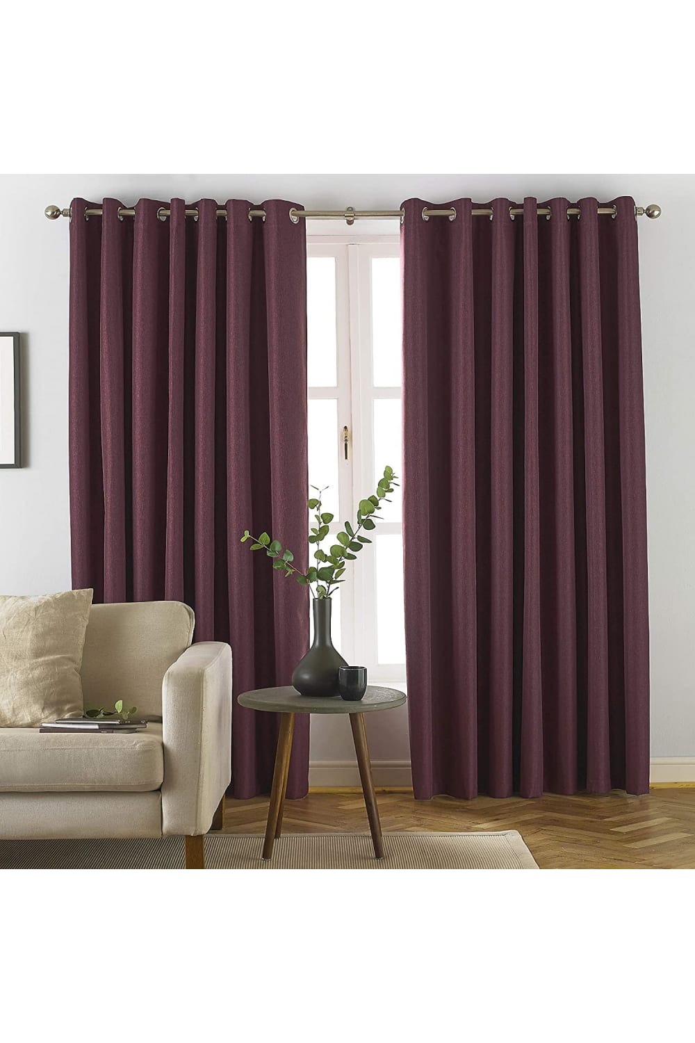 Furn Moon Eyelet Curtains (Red) (90in x 54in)