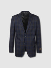 Load image into Gallery viewer, Dolcetto Navy with Light Brown windowpane Modern Fit, Pure Wool Jacket