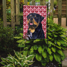Load image into Gallery viewer, 11 x 15 1/2 in. Polyester Rottweiler Hearts Love and Valentine&#39;s Day Portrait Garden Flag 2-Sided 2-Ply