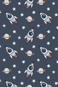 Eco-Friendly Childrens Space Rocket Wallpaper