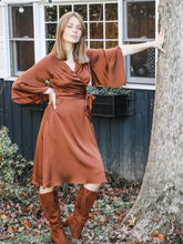 Load image into Gallery viewer, Rhia Kimono Dress / Sugar Almond Brown Silk