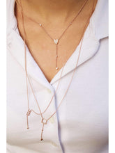 Load image into Gallery viewer, Raindrop Drip Diamond Y Necklace In 14K Rose Gold Vermeil On Sterling Silver
