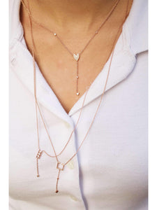 Raindrop Drip Diamond Y Necklace In 14K Rose Gold Vermeil On Sterling Silver