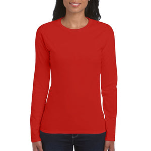 Gildan Ladies Soft Style Long Sleeve T-Shirt (Red)