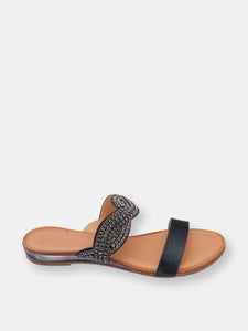 Jacey Black Flat Sandals