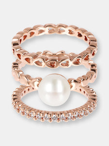 Hearts and Pavé Pearl Rings set