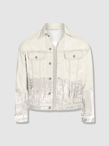 Shorter Off-White Denim Jacket with Mercury Foil