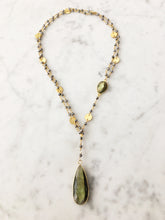 Load image into Gallery viewer, Diana Montecito Necklace in Polished Pyrite with Labradorite Drop
