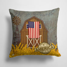Load image into Gallery viewer, 14 in x 14 in Outdoor Throw PillowPatriotic Barn Land of America Fabric Decorative Pillow