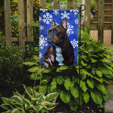 Load image into Gallery viewer, 11 x 15 1/2 in. Polyester French Bulldog Winter Snowflakes Holiday Garden Flag 2-Sided 2-Ply