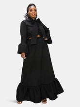 Load image into Gallery viewer, Poplin Bell Sleeve Top and Maxi Skirt Set