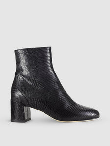 Monti Black Embossed Leather Bootie
