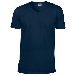 Gildan Mens Soft Style V-Neck Short Sleeve T-Shirt (Navy)