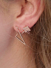Load image into Gallery viewer, Sidewalk Square Diamond Stud Earrings in Sterling Silver