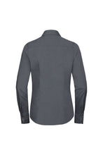 Load image into Gallery viewer, Russell Collection Ladies Long Sleeve Fitted Poplin Shirt (Convoy Gray)