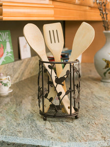 Birdsong Collection Steel Free-Standing Round Cutlery Holder
