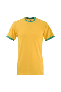 Mens Ringer Short Sleeve T-Shirt - Sunflower/Kelly Green