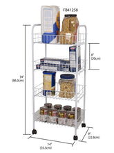 Load image into Gallery viewer, 4 Tier Steel Kitchen Trolley, White
