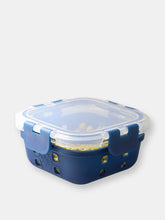 Load image into Gallery viewer, Michael Graves Design Square 13 Ounce High Borosilicate Glass Food Storage Container with Plastic Lid, Indigo