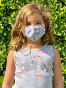 Black and White Check with 3D Flowers Kids Mask