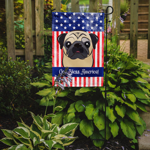 11 x 15 1/2 in. Polyester American Flag and Fawn Pug Garden Flag 2-Sided 2-Ply