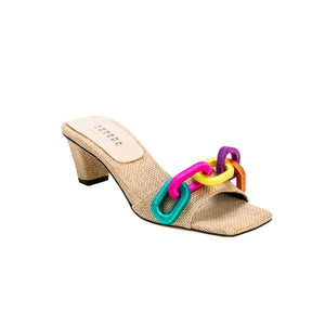 Catena Natural & Rainbow Mid-Heel Sandal