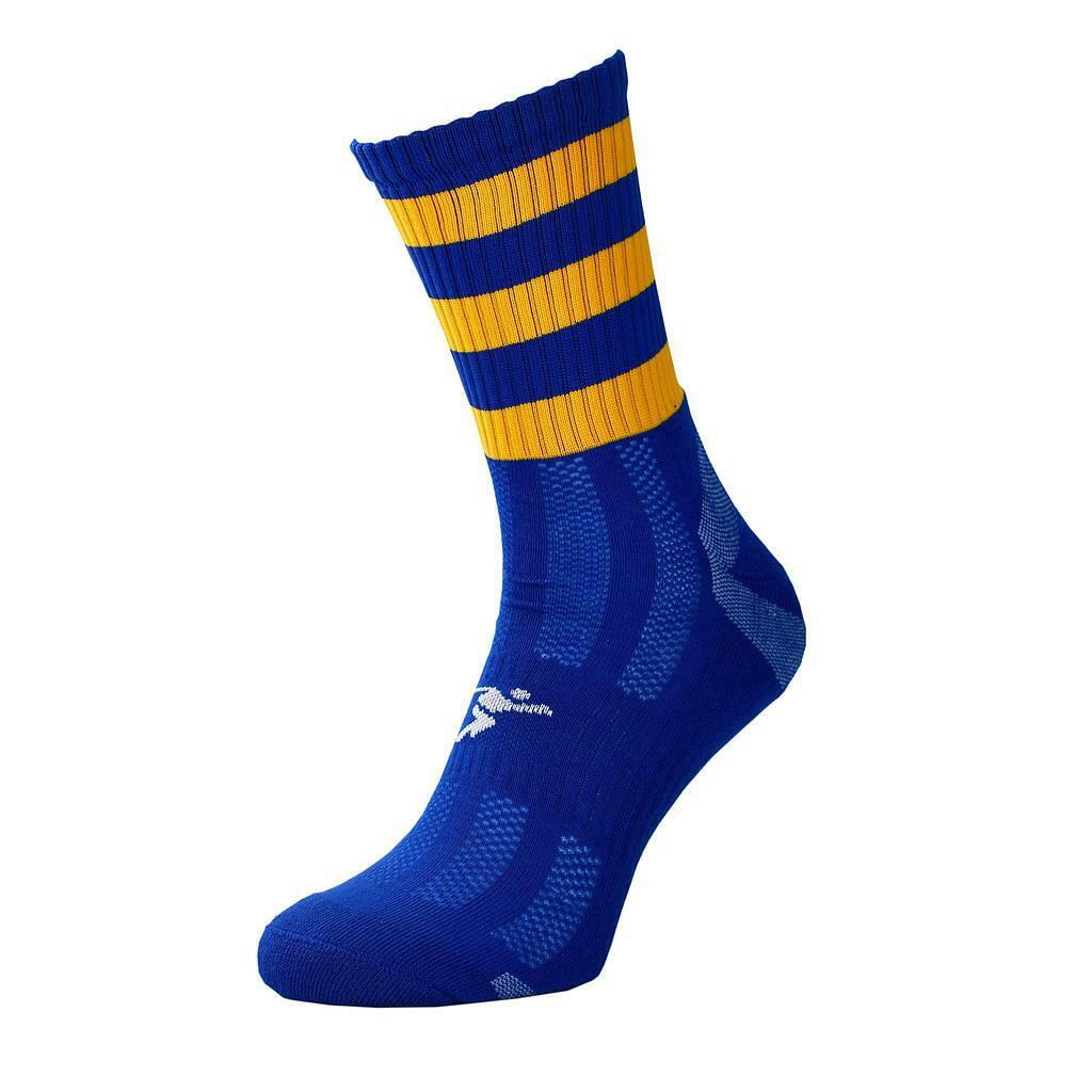 Precision Childrens/Kids Pro Hooped Football Socks (Royal Blue/Amber Glow)